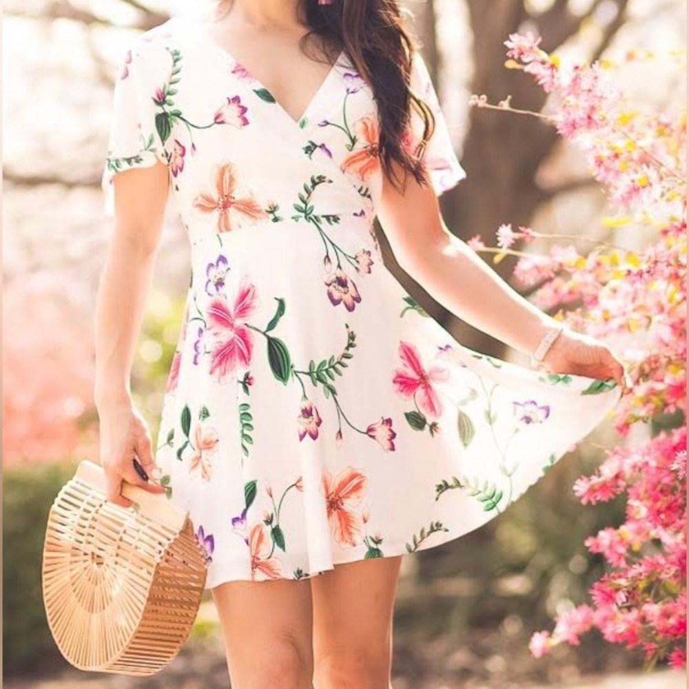 Express Fit and Flare Floral Dress